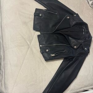 Black Leather Jacket with Zippers